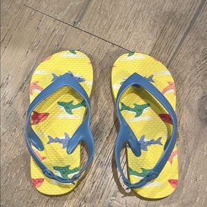 Old Navy Yellow and Blue Dinosaur Flip Flops
